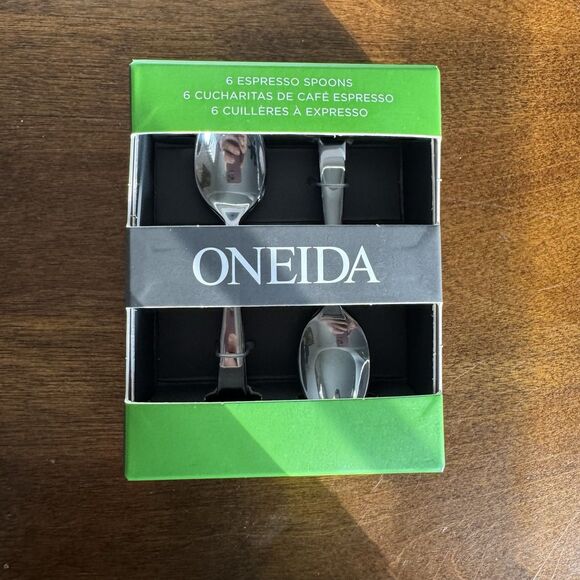 Oneida Espresso Coffee Spoons Glossy Set of 6 Stainless Steel 4” NOCHA New Box - Picture 2 of 6
